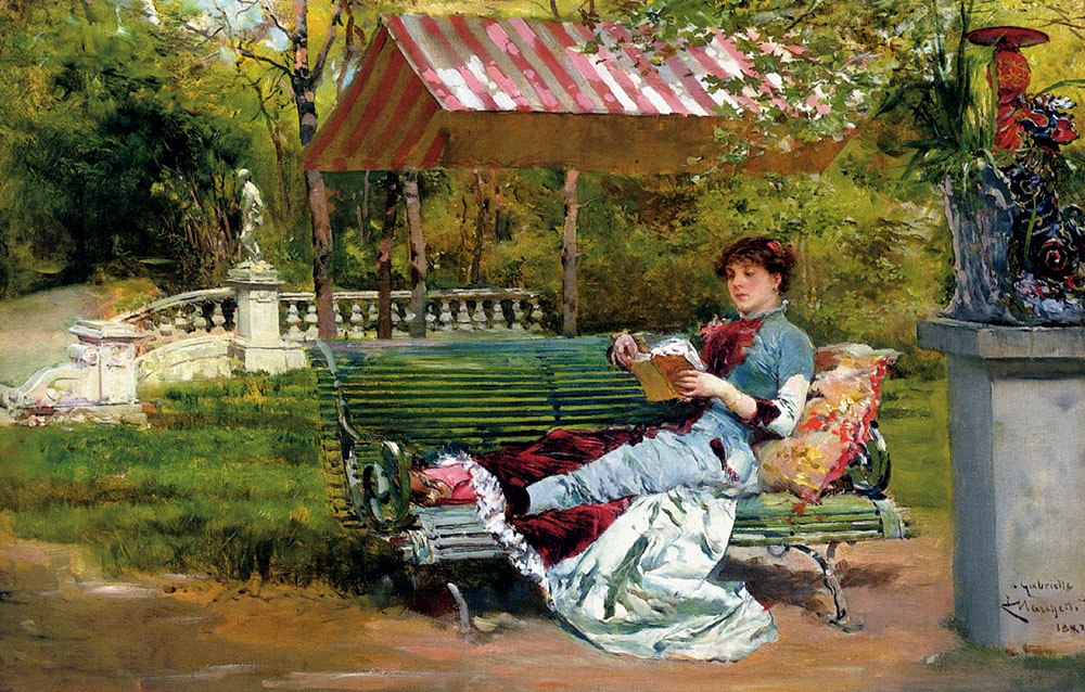 A Good Book, vintage artwork by Ludovico Marchetti, 12x8" (A4) Poster