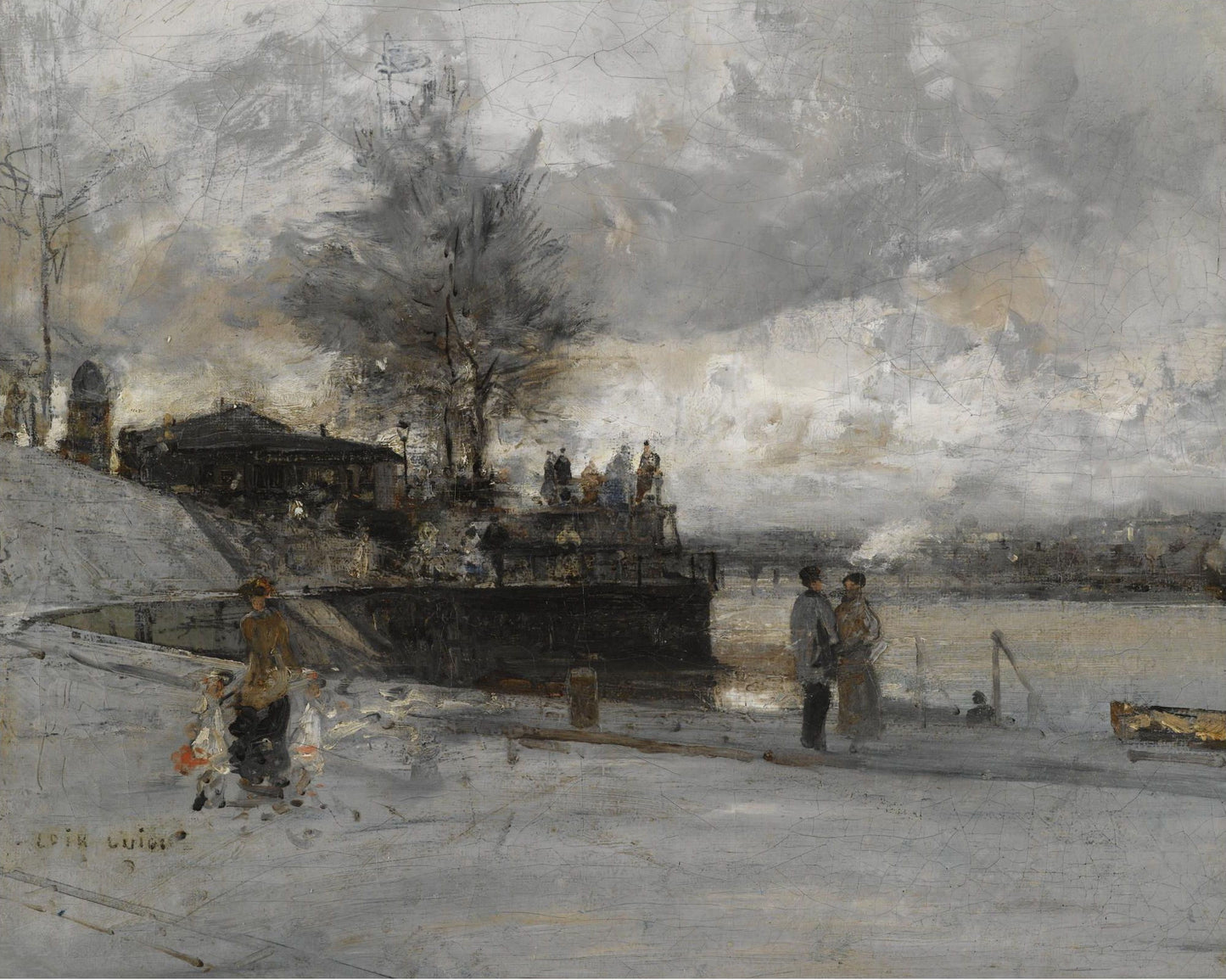 The Quay of the Seine, Paris, vintage artwork by Luigi Loir, 12x8" (A4) Poster