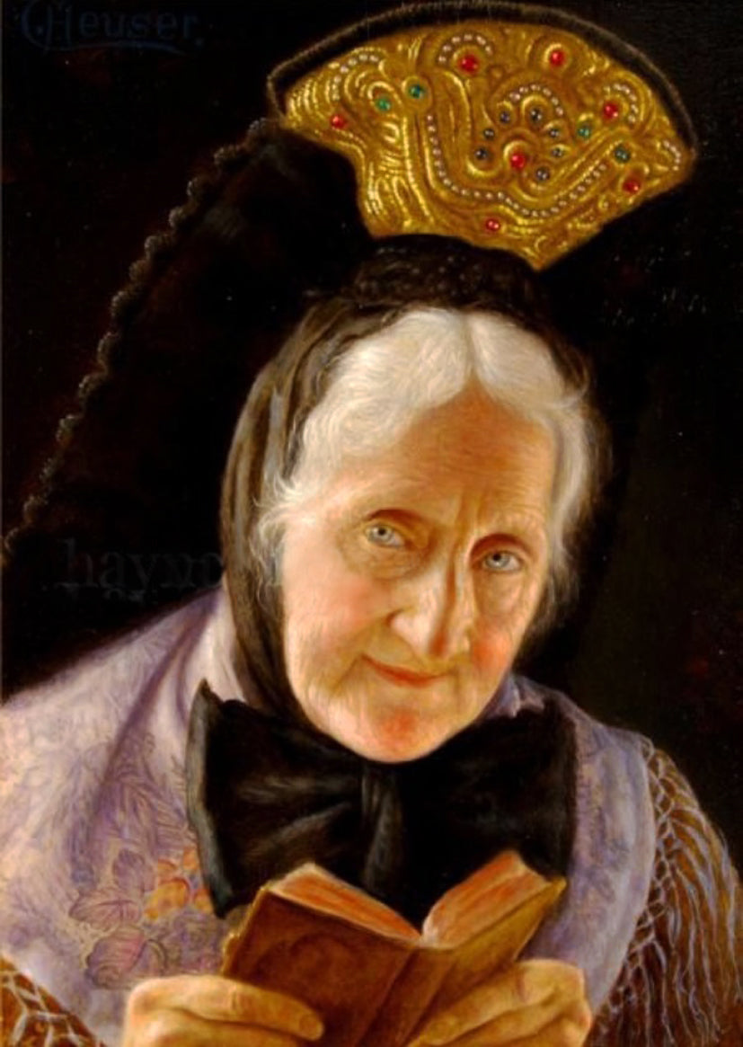 Old Lady with a Book by Christian Heuser,A3(16x12")Poster