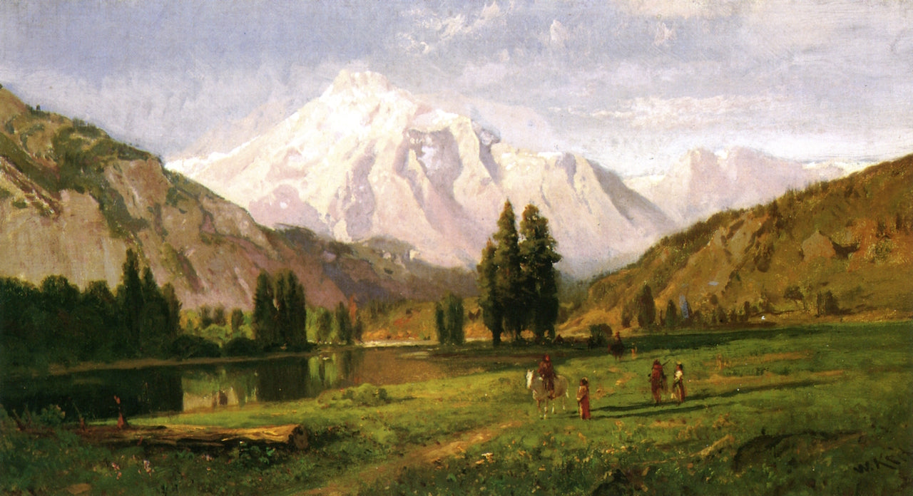 Glacial Meadow and Lake, High Sierra, vintage artwork by William Keith, 12x8" (A4) Poster