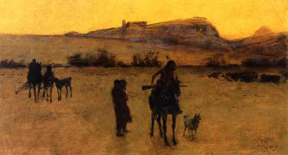 Study for "Danger", vintage artwork by Henry F. Farny, 12x8" (A4) Poster