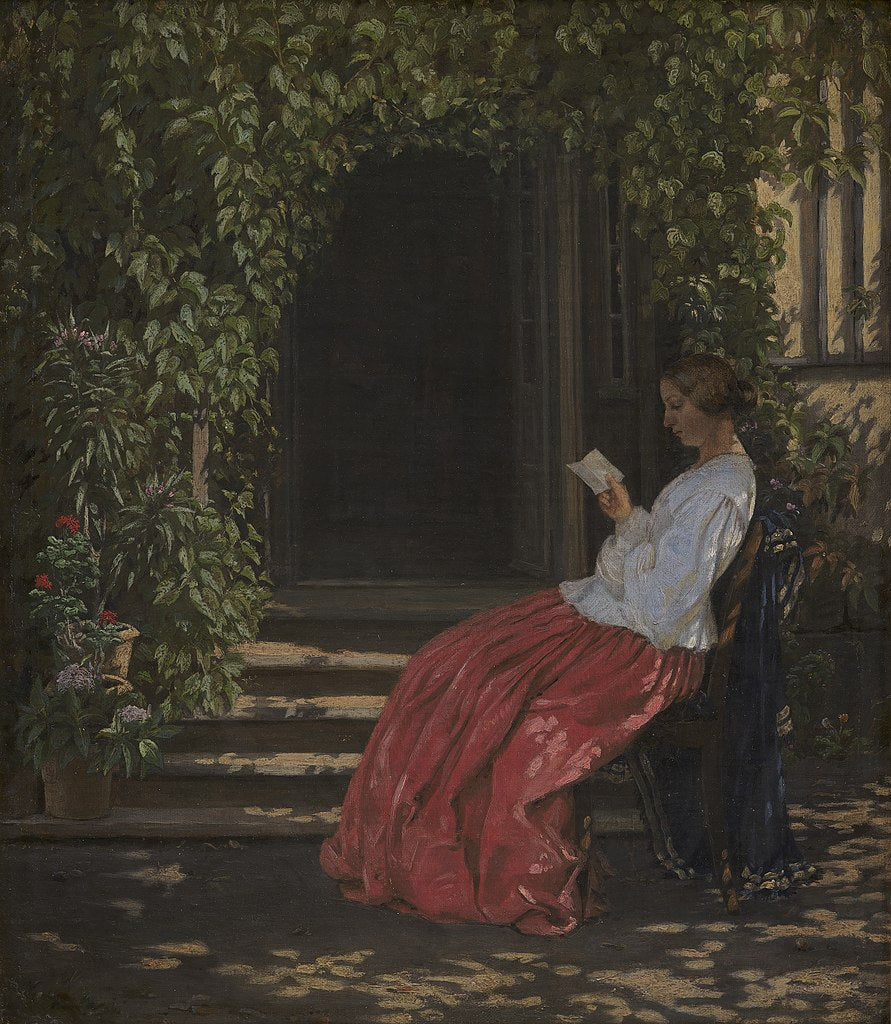 Lady Reading in the Garden, vintage artwork by Vilhelm Kyhn, A3 (16x12") Poster Print