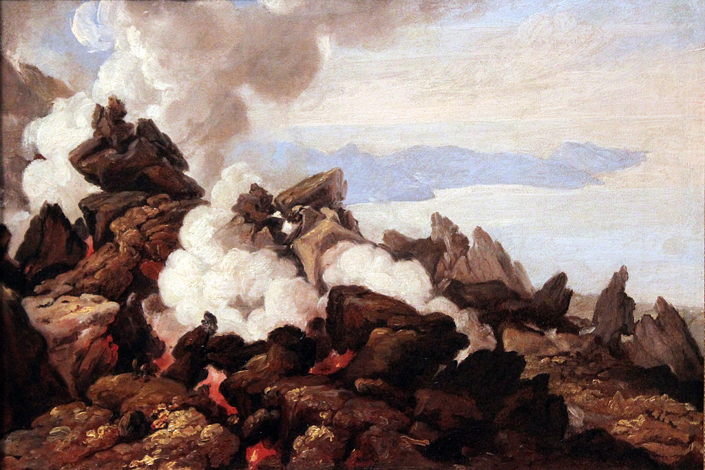 Crater of Vesuvius, vintage artwork by Franz Ludwig Catel, 12x8" (A4) Poster
