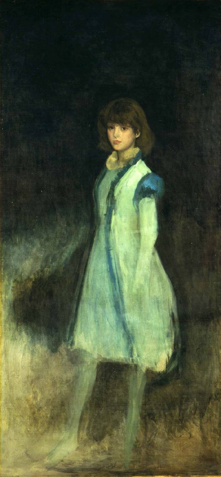 The Blue Girl: Portrait of Connie Gilchrist, vintage artwork by James Abbott McNeill Whistler, 12x8" (A4) Poster