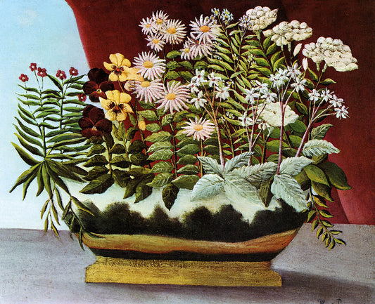 Fleurs de poète, vintage artwork by Henri Rousseau, 12x8" (A4) Poster