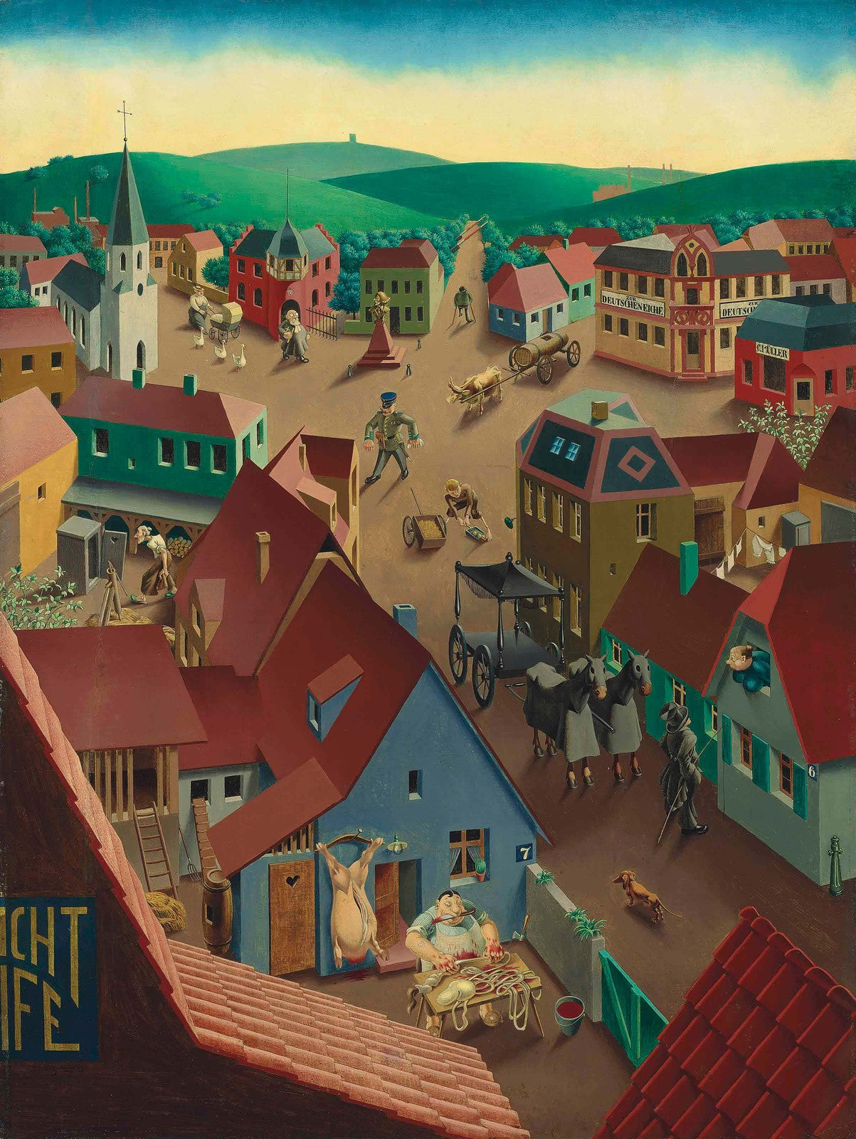Petite ville du Pays de Bade le jour, vintage artwork by Georg Scholz, 12x8" (A4) Poster