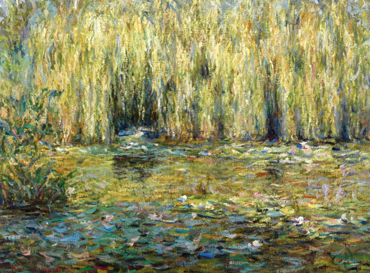 Willows by the Pond in Giverny, vintage artwork by Blanche Hoschede-Monet, 12x8" (A4) Poster