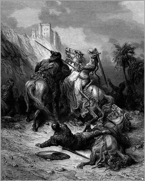 A Heroine Florine of Burgundy, vintage artwork by Gustave Dore, 12x8" (A4) Poster