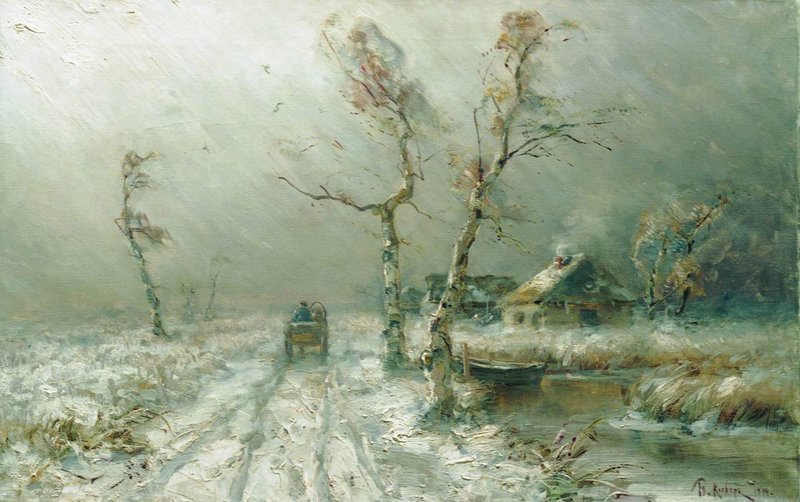 The Snowstorm, vintage artwork by Julius Klever, 12x8" (A4) Poster