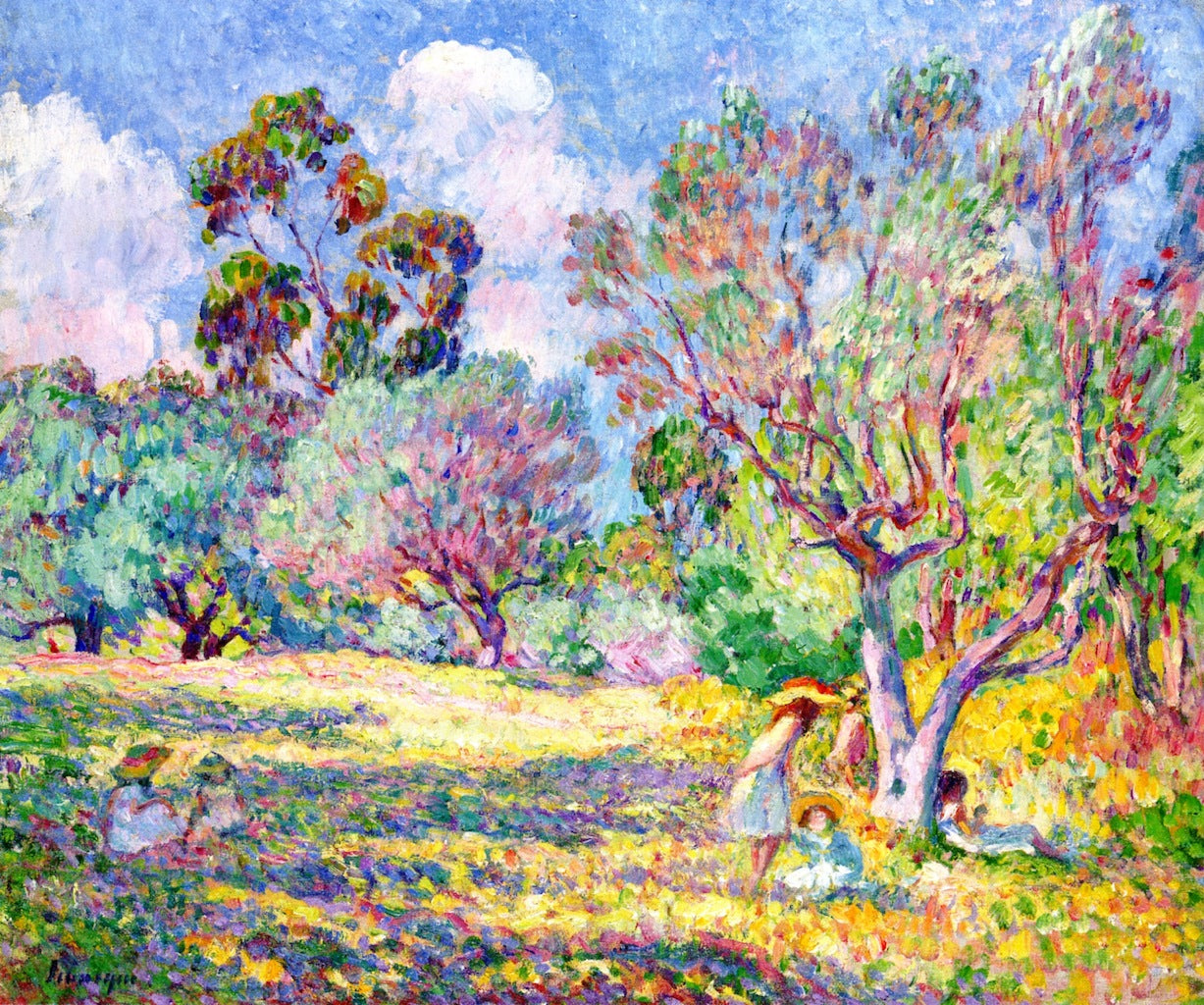 Children in a Meadow, vintage artwork by Henri Lebasque, 12x8" (A4) Poster