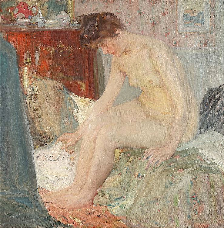 After the Bath, vintage artwork by Richard Edward Miller, 12x8" (A4) Poster
