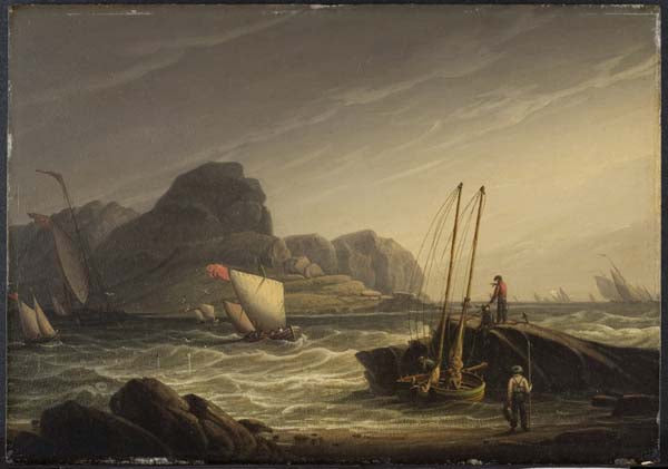 A Breezy Day on the Coast, vintage artwork by Robert Salmon, 12x8" (A4) Poster