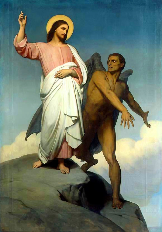 The Temptation of Christ, vintage artwork by Ary Scheffer, A3 (16x12") Poster Print
