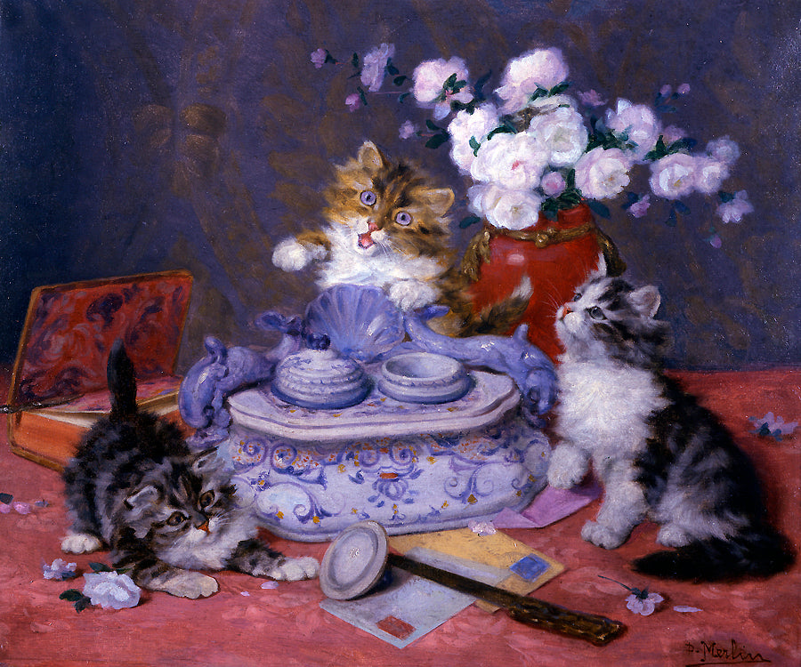 Kittens Playing by Daniel Merlin,A3(16x12")Poster
