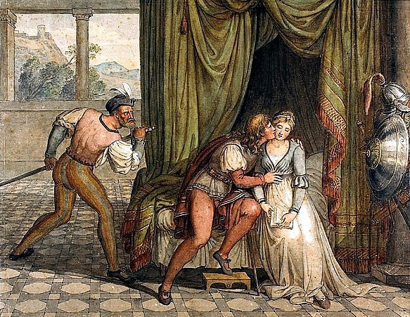 Paolo da Malatesta and Francesca da Rimini surprised by Gianciotto Malatesta, vintage artwork by Joseph Anton Koch, 12x8" (A4) Poster