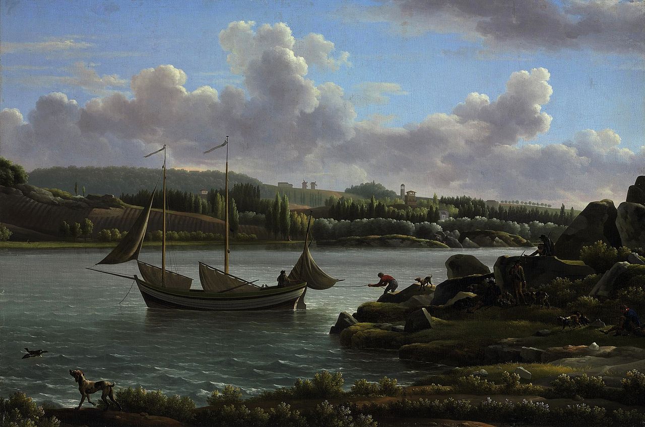 The Departure for the Hunt, vintage artwork by Jean-Joseph-Xavier Bidauld, 12x8" (A4) Poster