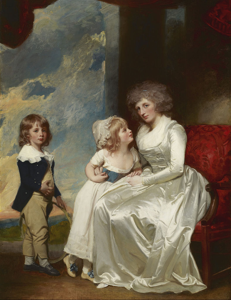 Henrietta, Countess of Warwick, and Her Children, vintage artwork by George Romney, 12x8" (A4) Poster