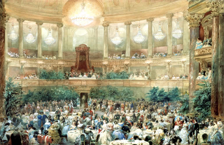 Queen Victoria's Visit to Paris in 1855, vintage artwork by Eugene Louis Lami, A3 (16x12") Poster Print