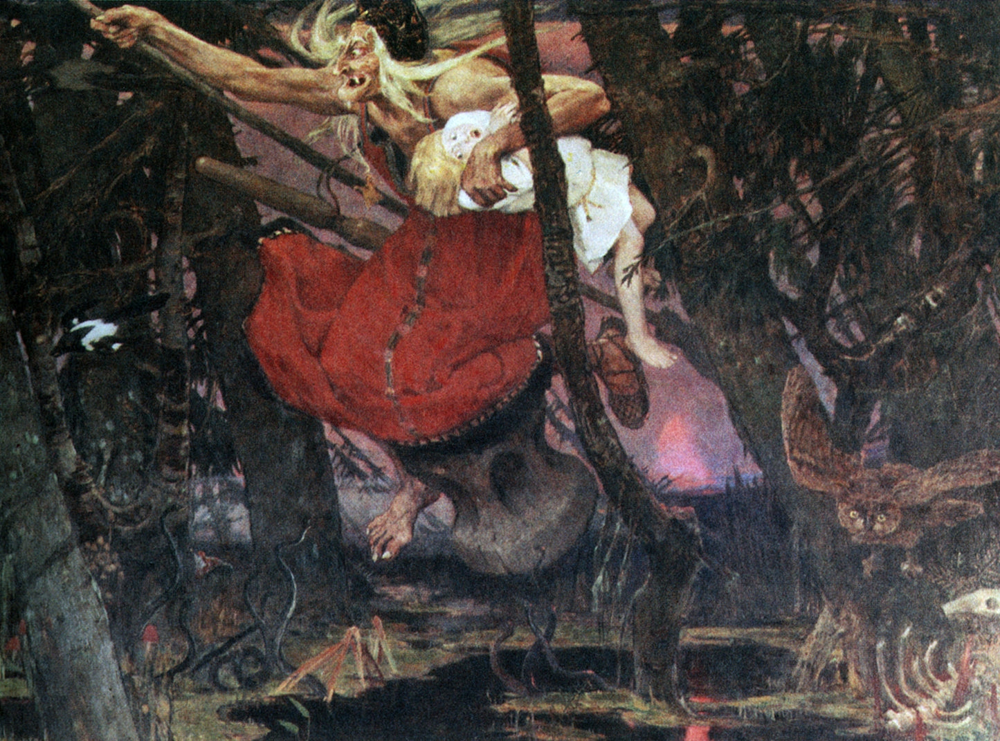 Baba Yaga, vintage artwork by Viktor Mikhaylovich Vasnetsov, 12x8" (A4) Poster
