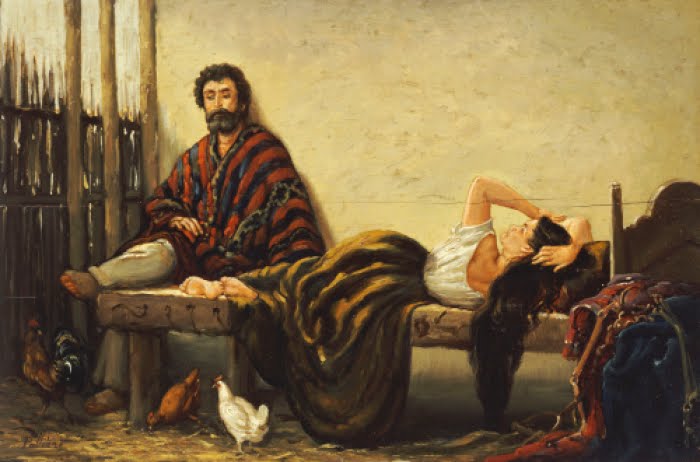 China descansando, vintage artwork by Jean Leon Pallière, 12x8" (A4) Poster