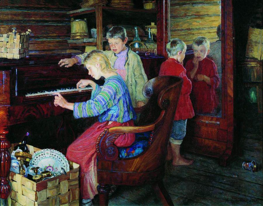 Children at the Piano by Nikolai Petrovich Bogdanov-Belsky,A3(16x12")Poster