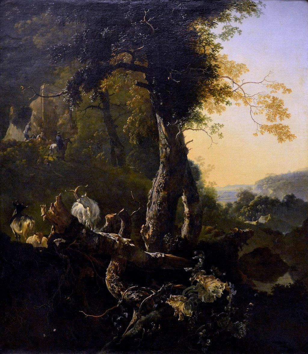 Landscape at Sunrise, vintage artwork by Adam Pynacker, 12x8" (A4) Poster