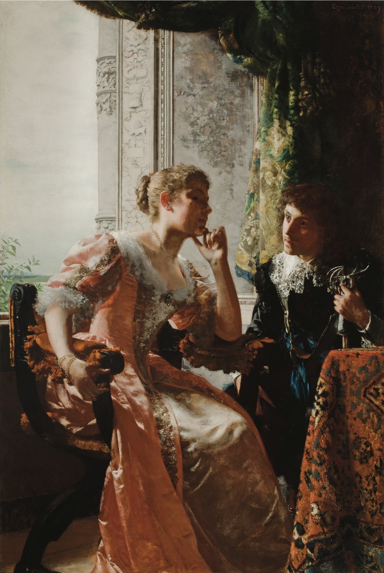 Flirtation, vintage artwork by Władysław Czachórski, 12x8" (A4) Poster