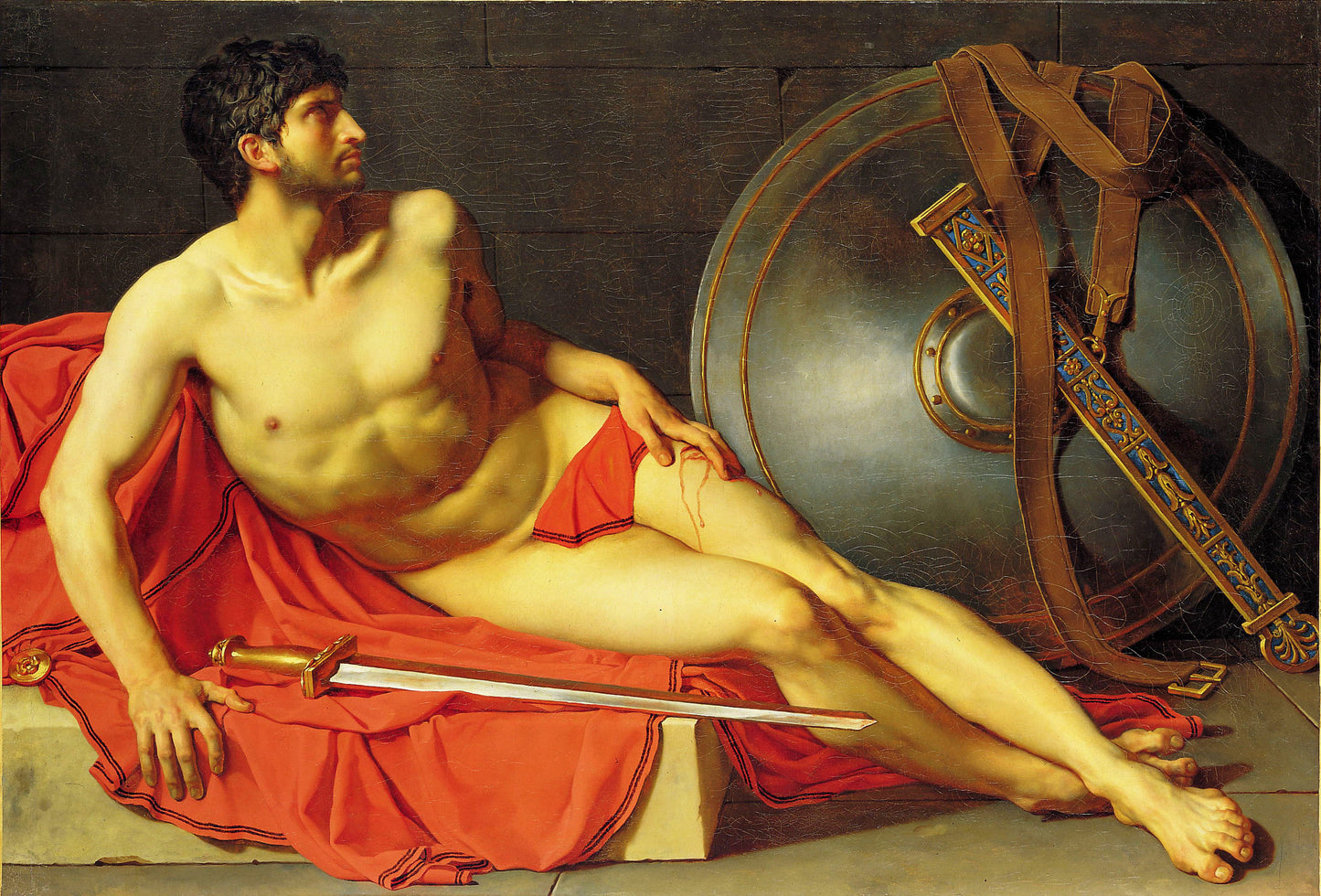 Dying Athlete or Wounded Roman Soldier, vintage artwork by Jean-Germain Drouais, 12x8" (A4) Poster