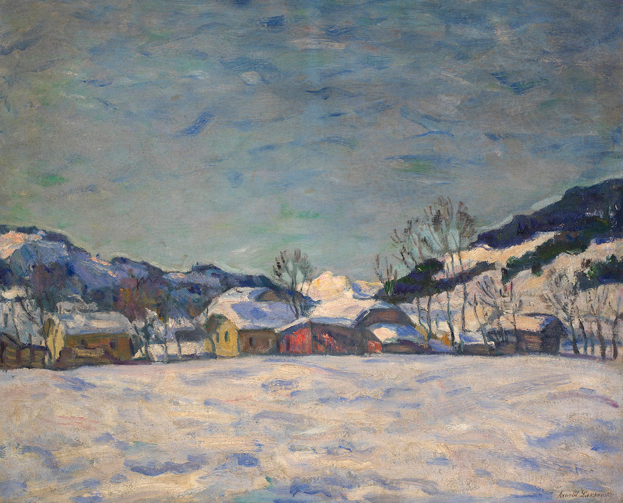 Winter Village, vintage artwork by Arnold Borisovich Lakhovsky, 12x8" (A4) Poster