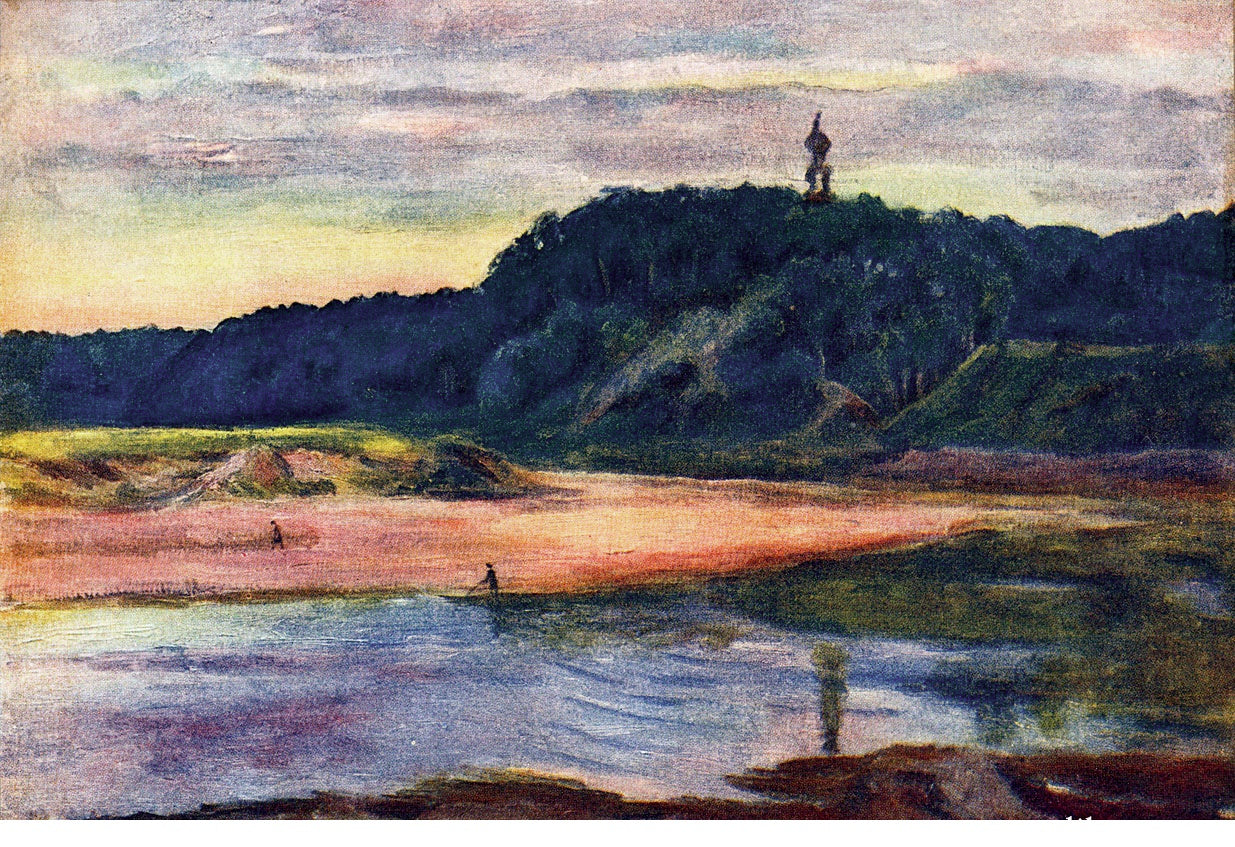 Beach in Khoroshevo, vintage artwork by Aristarkh Lentulov, 12x8" (A4) Poster