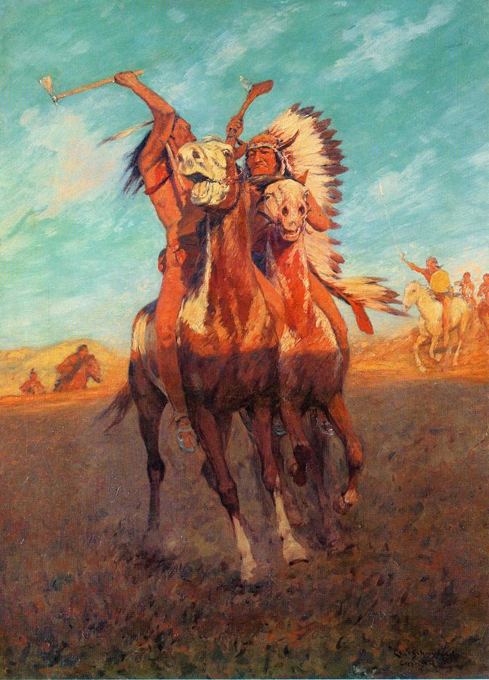 Fight to the Finish by Charles Schreyvogel,A3(16x12")Poster