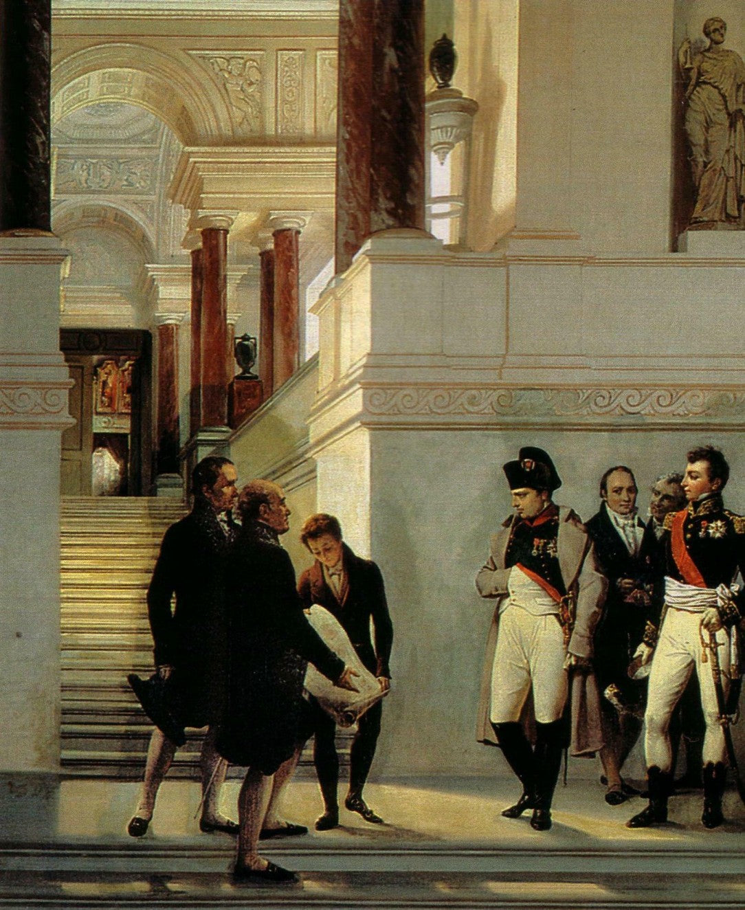 Napoleon visiting the staircase of the Louvre (Detail), vintage artwork by Auguste Couder, A3 (16x12") Poster Print