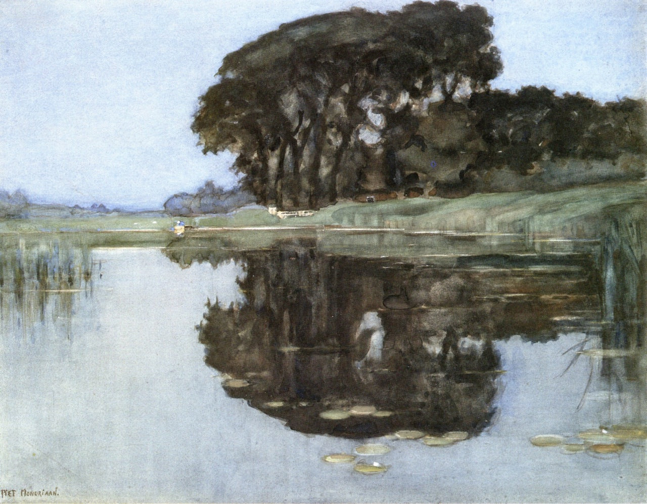 Landzicht Farm under Unclouded Blue Sky by Piet Mondriaan,16x12(A3) Poster