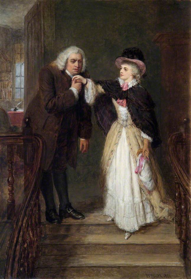 Dr Johnson and Mrs Siddons in Bolt Court, vintage artwork by William Powell Frith, A3 (16x12") Poster Print
