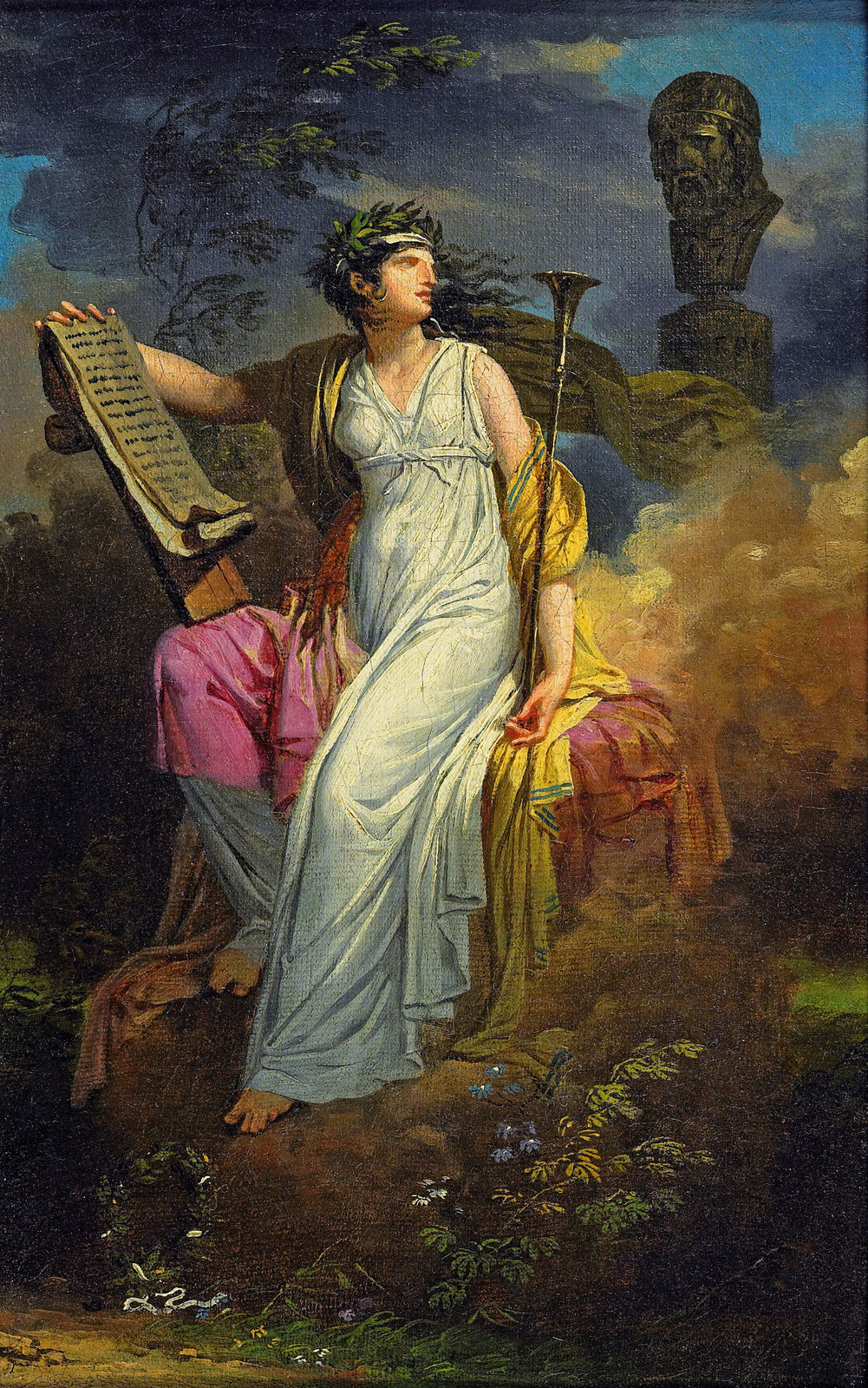 Study for Calliope, Muse of Poetry, vintage artwork by Charles Meynier, 12x8" (A4) Poster