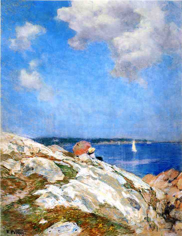 Cape Ann Coast, vintage artwork by Edward Henry Potthast, 12x8" (A4) Poster