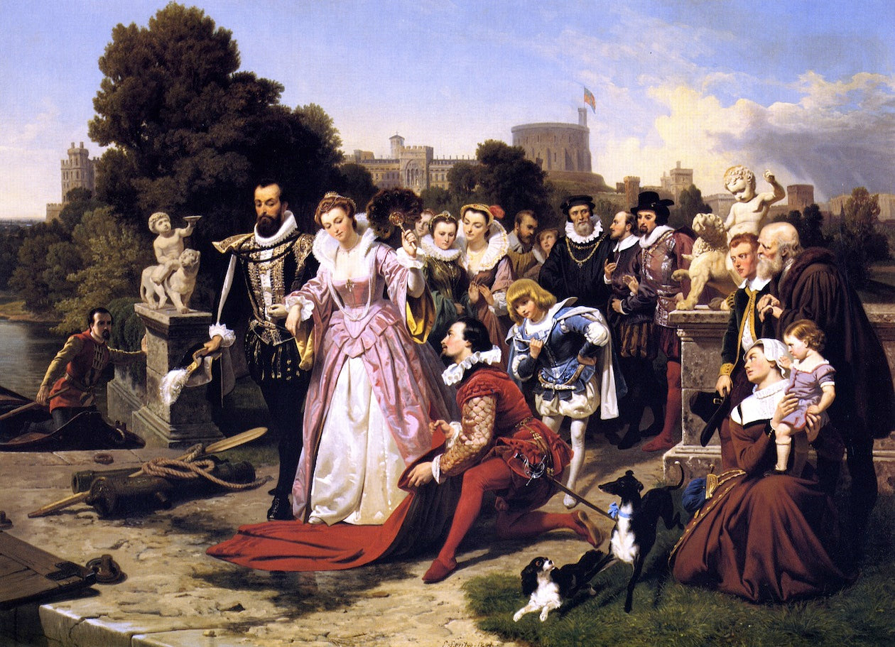 Elizabeth and Raleigh, vintage artwork by Emanuel Gottlieb Leutze, A3 (16x12") Poster Print