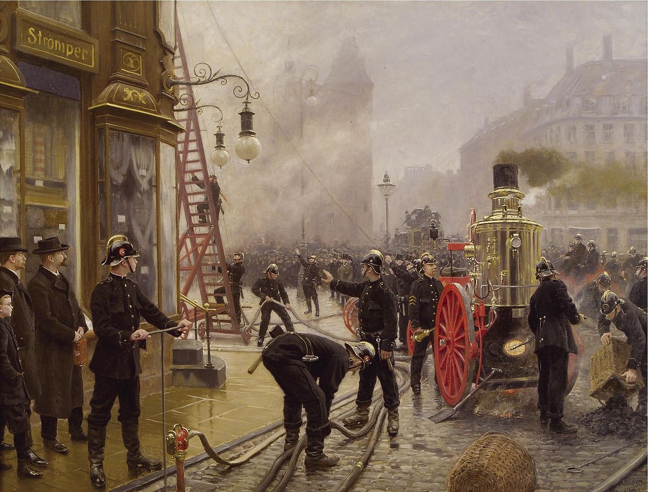 A fire on Kultorvet by Paul-Gustave Fischer,A3(16x12")Poster