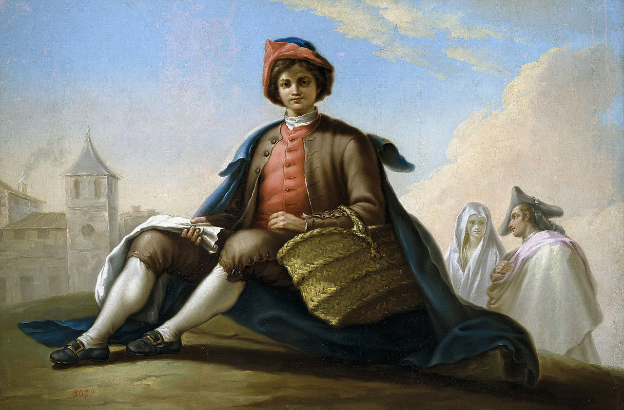 Boy with a Basket, vintage artwork by Ramon Bayeu y Subias, 12x8" (A4) Poster