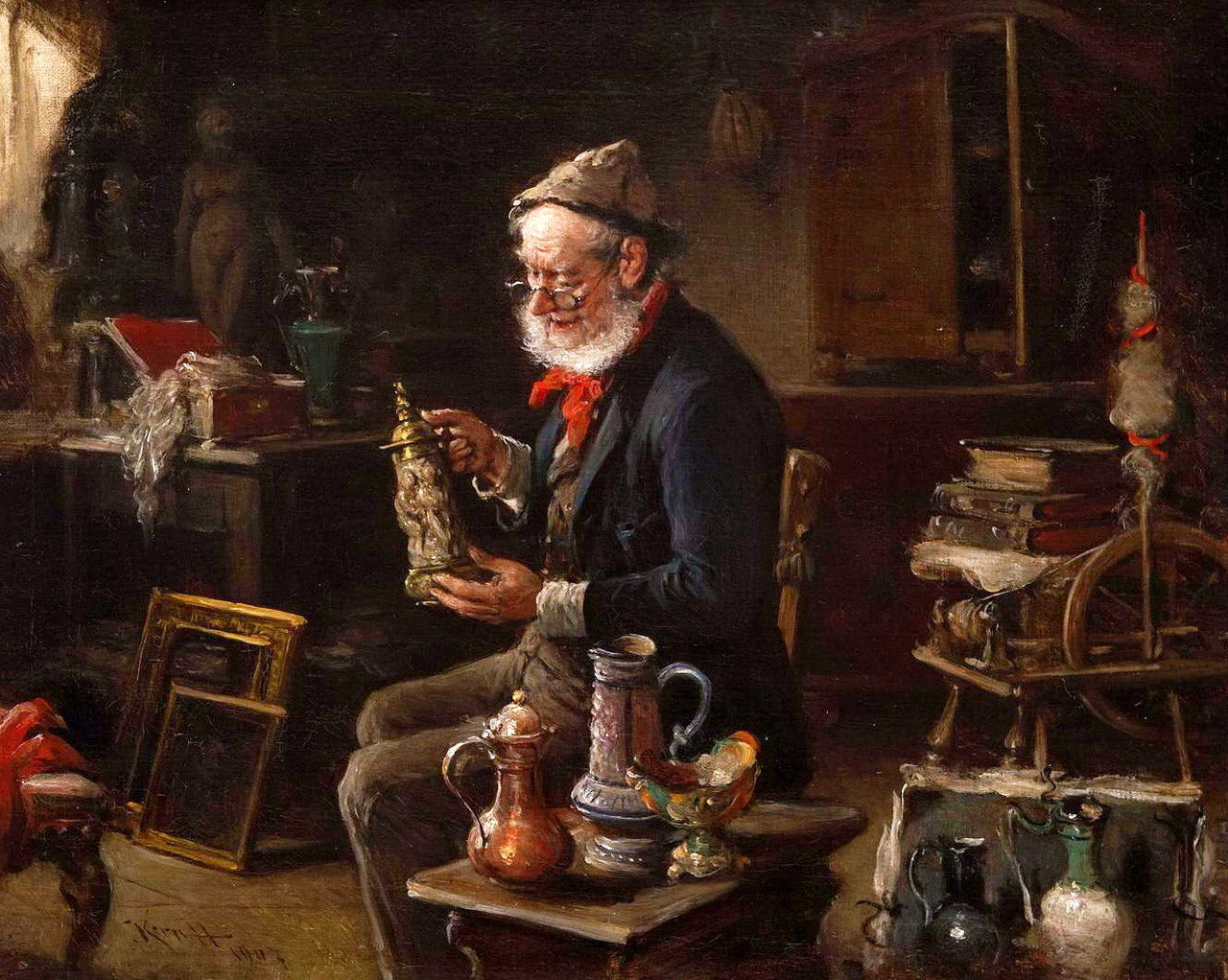 The Old Antiquarian, vintage artwork by Hermann Kern, 12x8" (A4) Poster