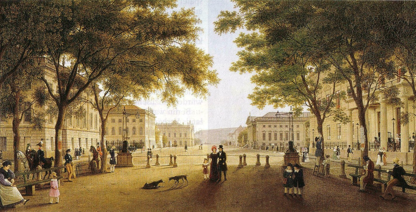 Street Unter den Linden, vintage artwork by Wilhelm Brücke, A3 (16x12") Poster Print