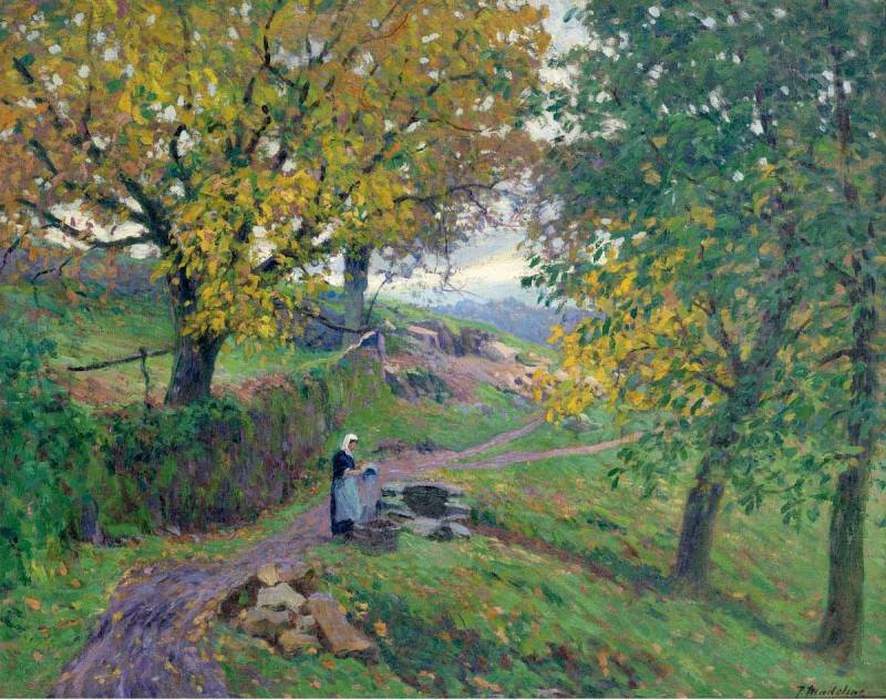 Laundress in Creuse, vintage artwork by Paul Madeline, 12x8" (A4) Poster