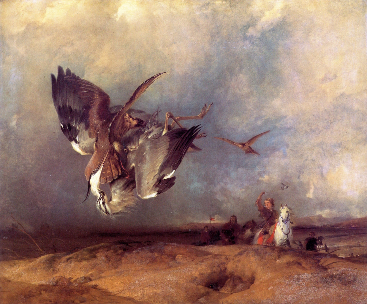 Hawking in the Olden Time, vintage artwork by Sir Edwin Landseer, A3 (16x12") Poster Print