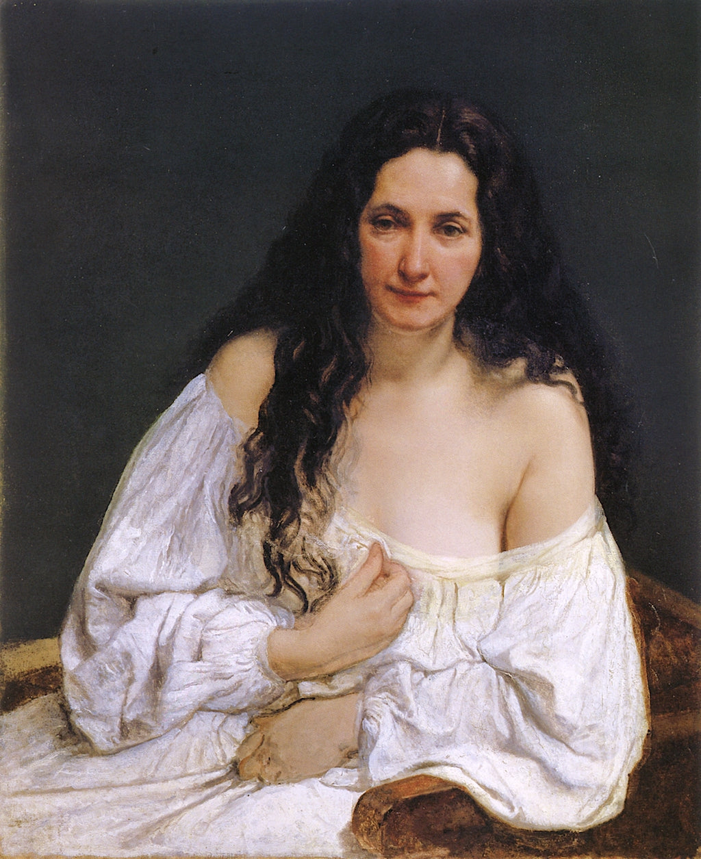 Portrait of a Woman with Her Hair Spread Out, vintage artwork by Francesco Paolo Hayez, A3 (16x12") Poster Print