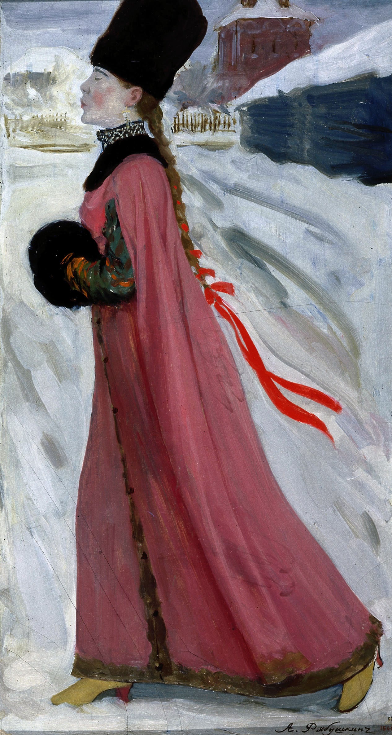 A Moscow Girl, vintage artwork by Andrei Petrovich Riabushkin, 12x8" (A4) Poster