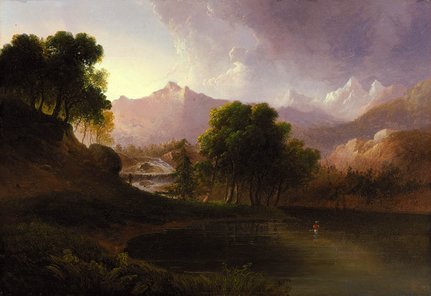 Landscape with Stream and Mountains, vintage artwork by Thomas Doughty, A3 (16x12") Poster Print