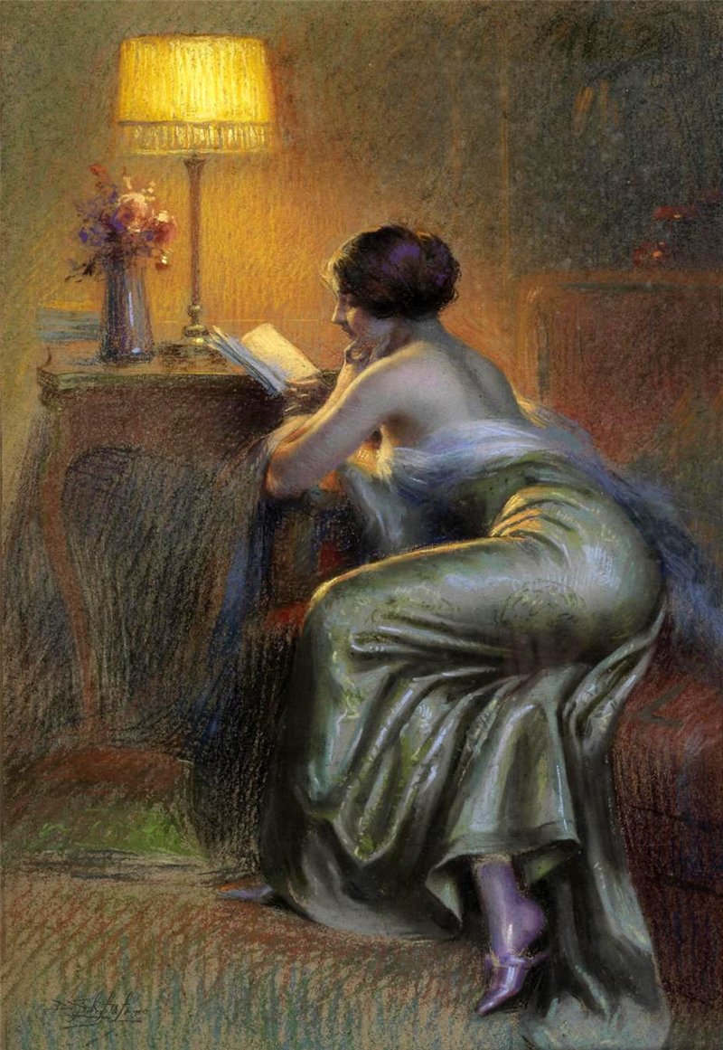 The Novel, vintage artwork by Delphin Enjolras, 12x8" (A4) Poster