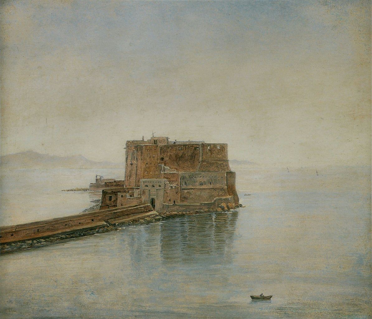 Castel dell'Ovo in Naples, vintage artwork by Carl Gustav Carus, 12x8" (A4) Poster