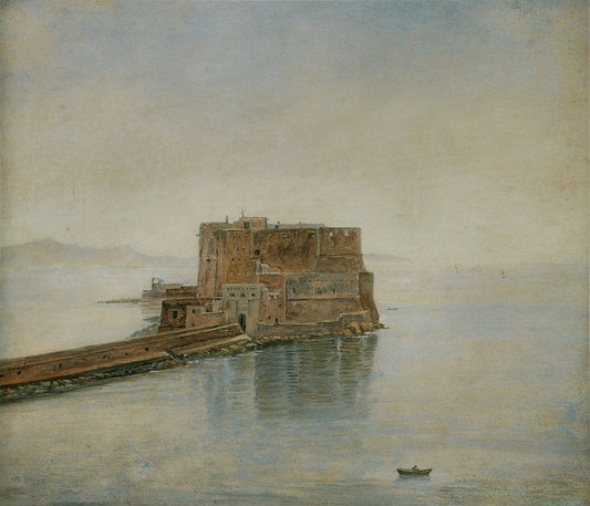 Castel dell'Ovo in Naples, vintage artwork by Carl Gustav Carus, 12x8" (A4) Poster