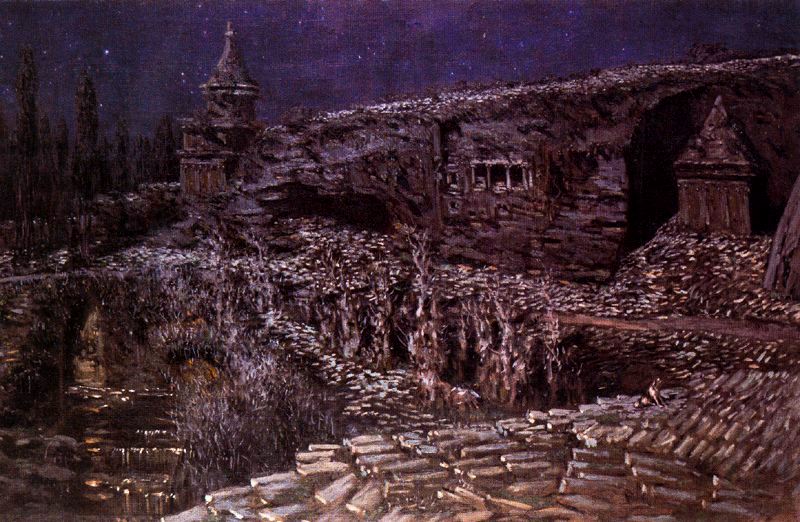 Jerusalen (olivos y lirios), vintage artwork by Antonio Muñoz Degrain, 12x8" (A4) Poster
